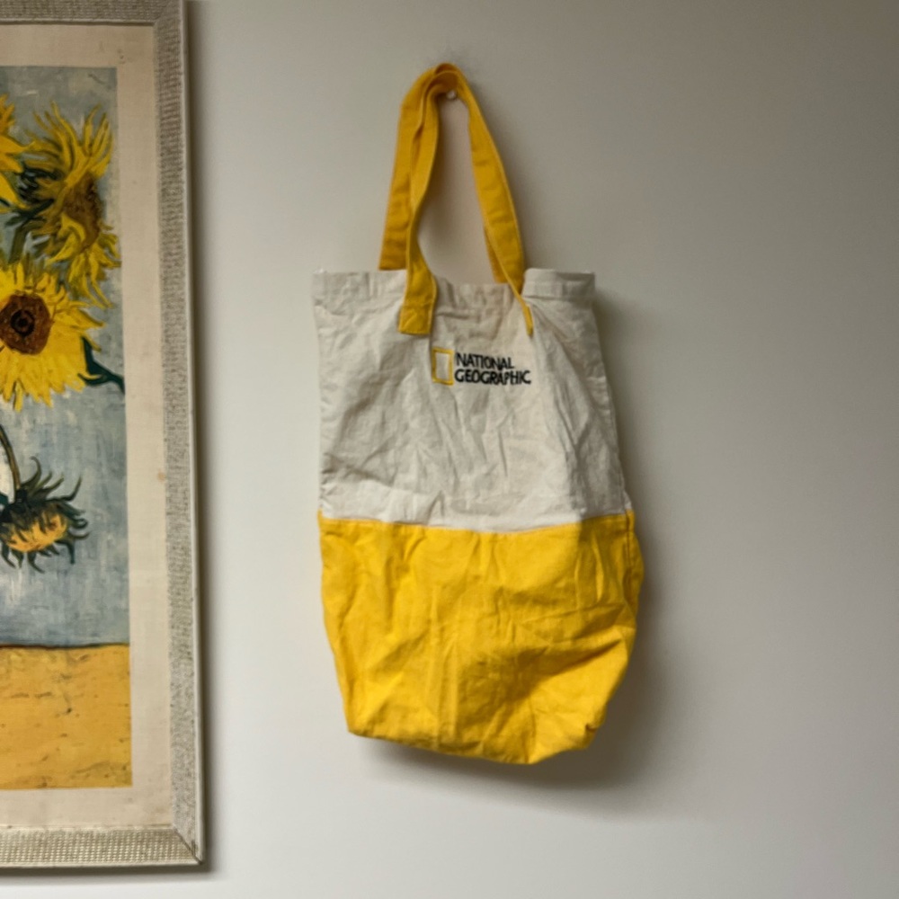 National Geographic Yellow and White Tote Bag